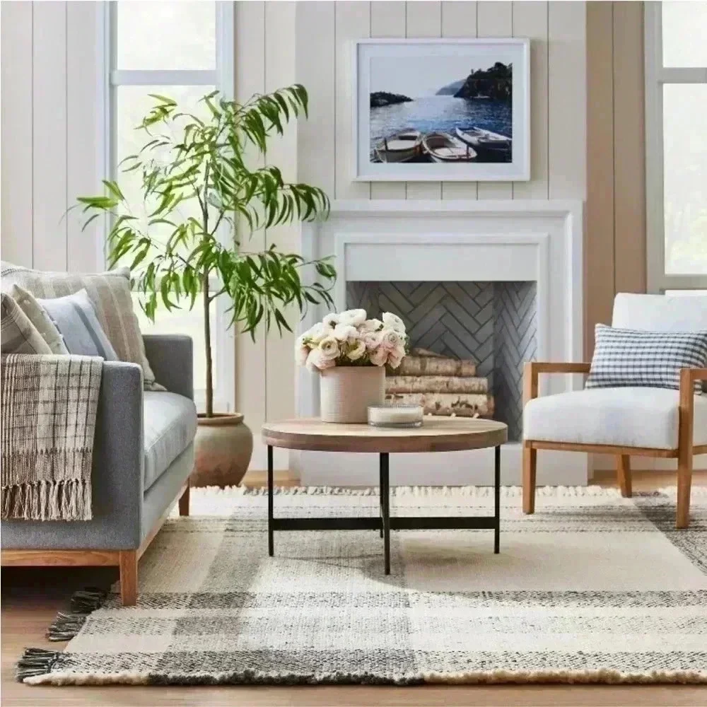 NWT 5'x7' Laurelhurst‎ Indoor Plaid Rug Black/ White - Studio McGee